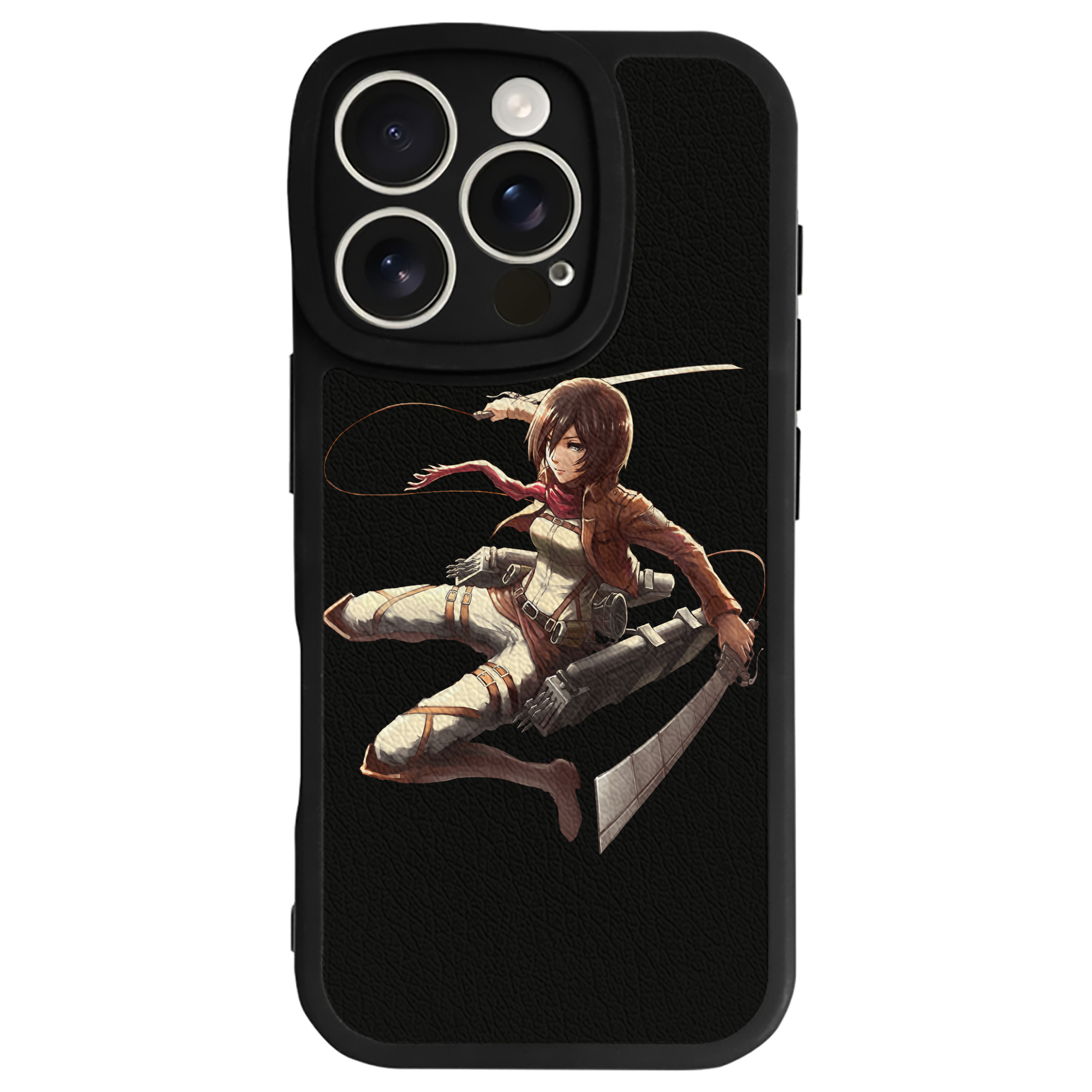 （画像用） 進撃の巨人 ミカサ·アッカーマン Attack on Titan Mikasa Ackerman 【iPhone 16シリーズ対応】シリコンスマホケース（レザー調） 材質：シリコン